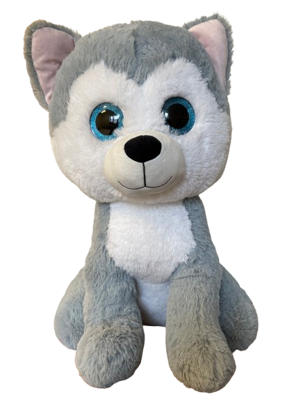 Mega plys hund, 58 cm siddende, Husky